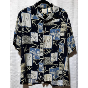 JOSEPH & FEISS MENS LG SILK SHORT‎ SLEEVE BUTTON POCKET TROPICAL SHIRT